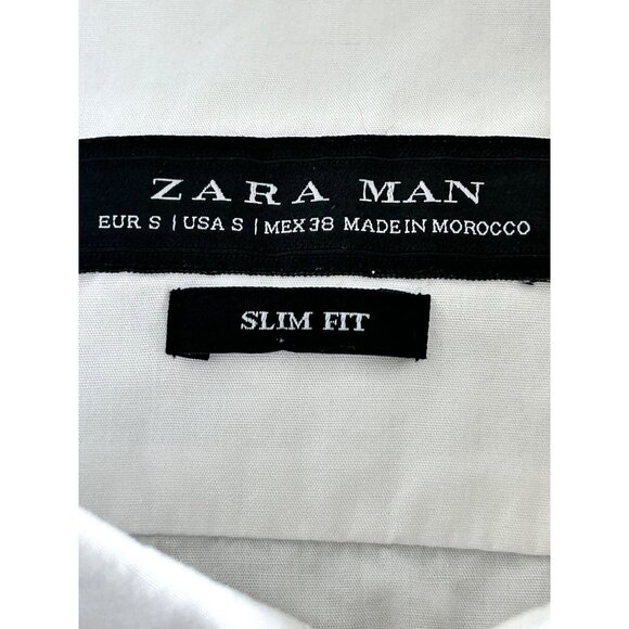 ZARA  Man ~  Slim Fit Blue & White Landscape Print Long Sleeve Shirt - Picture 3 of 10